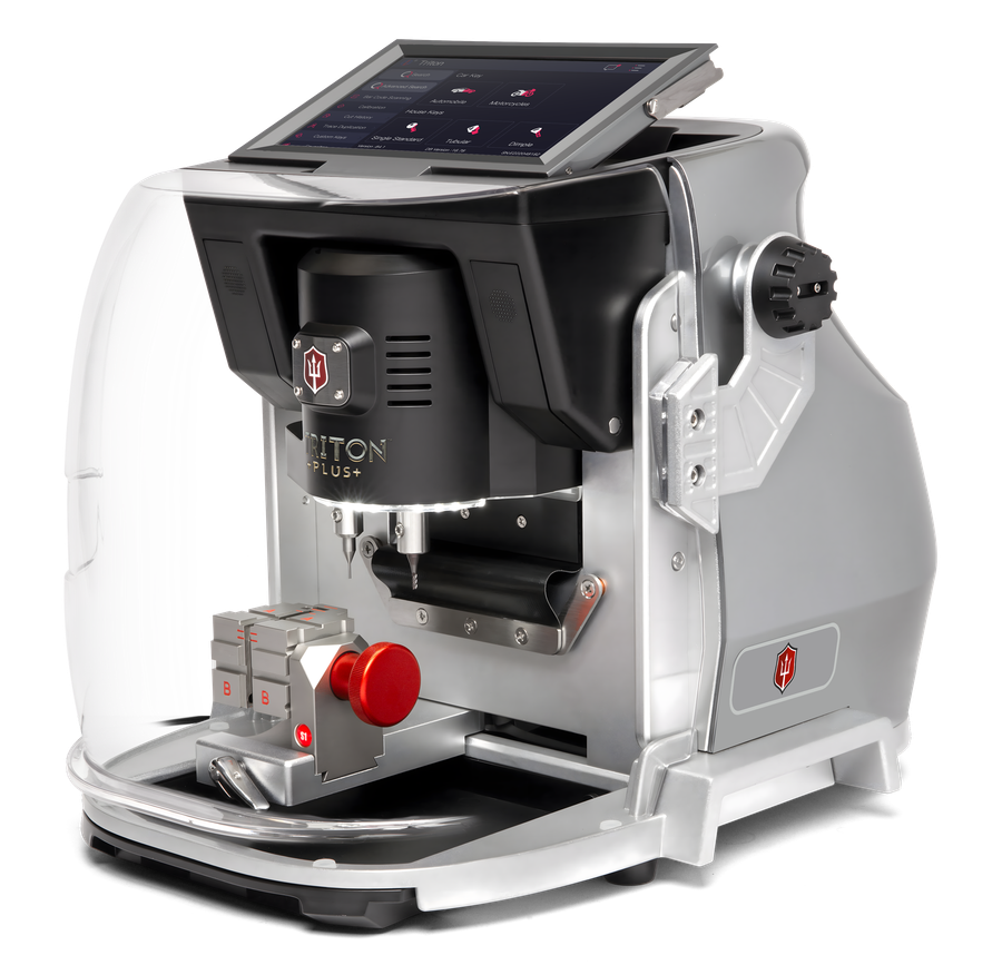 Triton PLUS key cutting machine, alternate three-quarter view